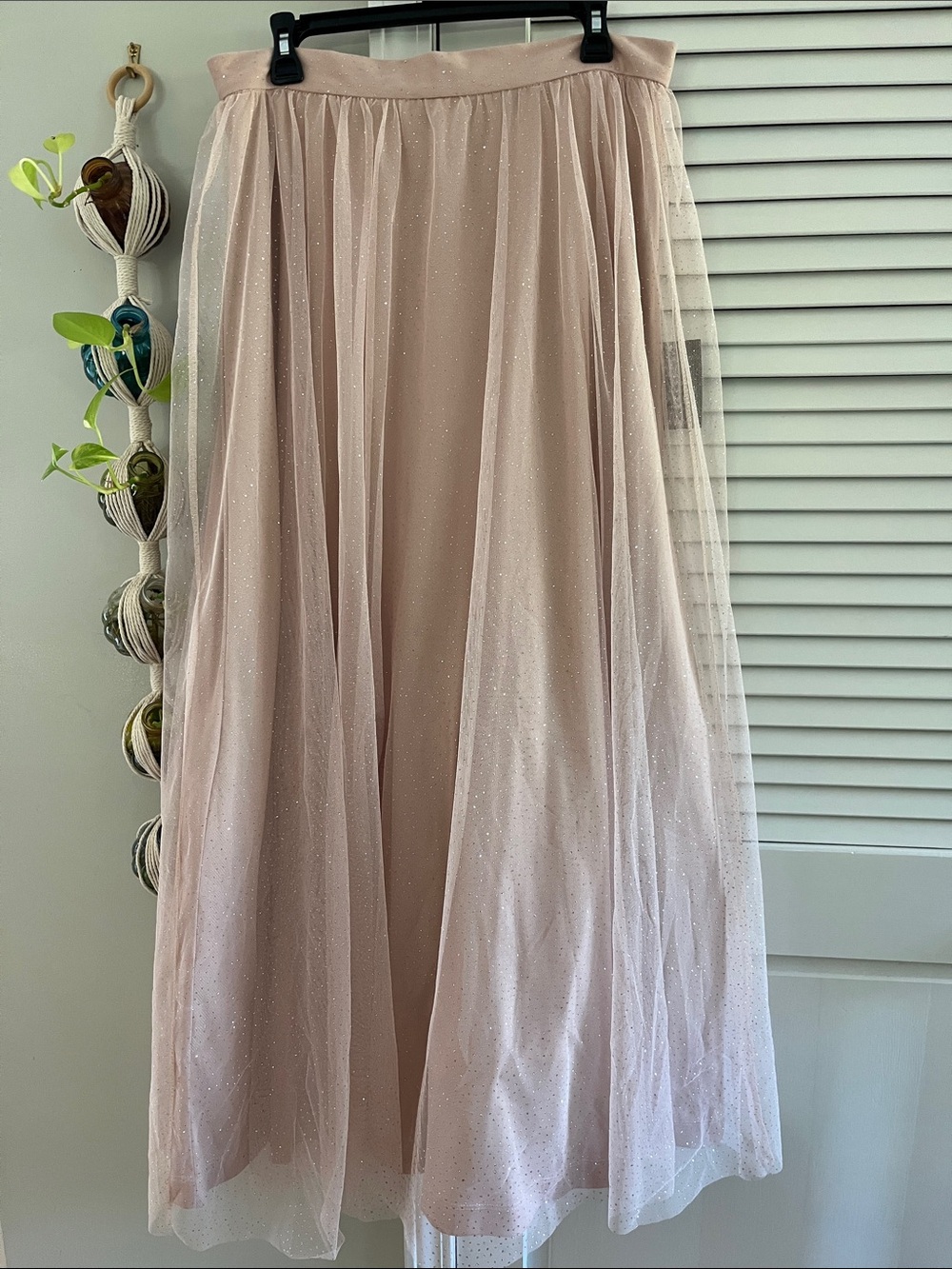 Boston Proper Blush Pink Sparkle Tulle Maxi Skirt
